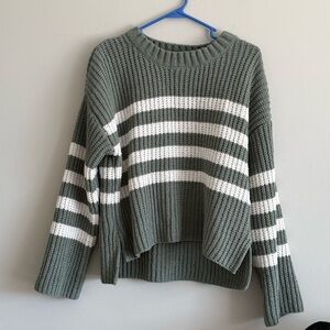 Olive & oak chenille striped sweater